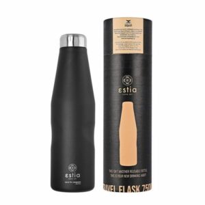 Estia Θερμός Παγούρι Travel Flask Save The Aegean 750ml Midnight Black 01-9816