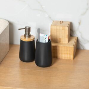 Estia Αντλία Σαπουνιού 360ml Bamboo - Πορσελάνης Μαύρη 02-4590 - Image 2