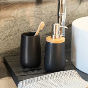 Estia Αντλία Σαπουνιού 360ml Bamboo - Πορσελάνης Μαύρη 02-4590 - Image 4
