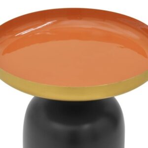 Inart Τραπεζάκι Μεταλλικό-Γυάλινο Φ44x44cm Μαύρο-Πορτοκαλί-Χρυσαφί 3-50-873-0017 - Image 2