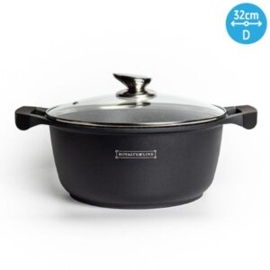 Royalty Line Κατσαρόλα 32cm 8.6L Με Αντικολλητική Επίστρωση Μαρμάρου Και Γυάλινο Καπάκι RL-BS32M