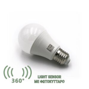 Adeleq Led Λάμπα Αχλάδι Ε27 8W Με Φωτοκύτταρο Μέρας-Νύχτας Λευκό 13-2781 | homidoo.gr