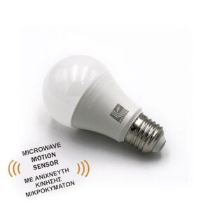 Adeleq Led Λάμπα Αχλάδι Ε27 12W 300° Mε Ανιχνευτή Κίνησης Μικροκυμμάτων Λευκό 4-3121 | homidoo.gr