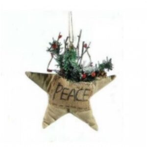 A&G Κρεμαστό Στολίδι Υφασμάτινο 'Peace' 25cm Αστέρι Μπεζ 9763221 | homidoo.gr