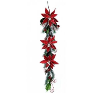 A&G Γιρλάντα Με Λουλούδια Ποϊνσέτια 90cm Κόκκινο-Πράσινο 9769573 | homidoo.gr