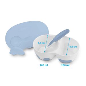 BabyOno Μπωλάκι Με Δύο Θήκες Και Θήκη Για Κουταλάκι Μπλε Ανοιχτό BN1067-01 - Image 6