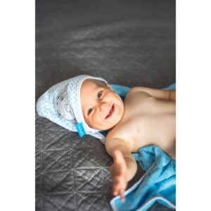 BabyOno Πετσέτα Από Μπαμπού Με Κουκούλα Γκρι 100x100 BN346-03 - Image 4
