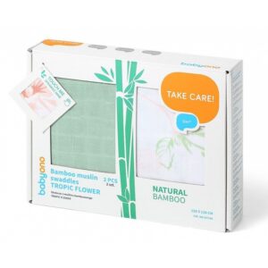 BabyOno Σετ 2 Απαλές Πάνες Αγκαλιάς Από Μπαμπού Και Βαμβάκι 120x120cm - Tropic Flower BN537-03 - Image 5