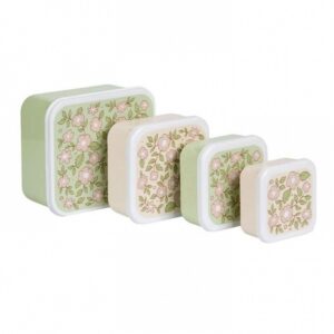 A Little Lovely Company Σετ 4 Δοχεία Φαγητού Lunch & Snack Box Blossoms - Sage SBSEBL44 | homidoo.gr