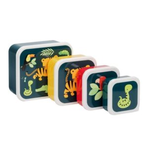 A Little Lovely Company Σετ 4 Δοχεία Φαγητού Lunch & Snack Box Jungle Tiger SBSEJT20 | homidoo.gr
