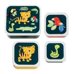 A Little Lovely Company Σετ 4 Δοχεία Φαγητού Lunch & Snack Box Jungle Tiger SBSEJT20 | homidoo.gr
