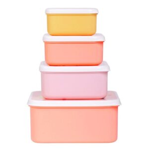 A Little Lovely Company Σετ 4 Δοχεία Φαγητού Lunch & Snack Box Mermaids SBSEME40 | homidoo.gr