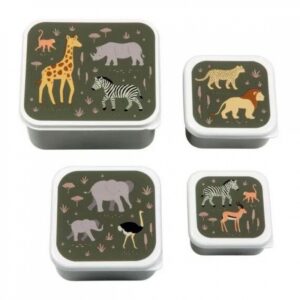 A Little Lovely Company Σετ 4 Δοχεία Φαγητού Lunch & Snack Box Savanna SBSESA46 | homidoo.gr