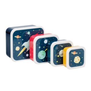 A Little Lovely Company Σετ 4 Δοχεία Φαγητού Lunch & Snack Box 'Space' SBSESP21 | homidoo.gr