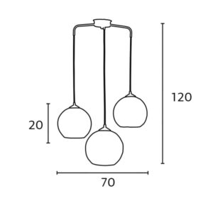 Arkolight Φωτιστικό Κρεμαστό Τρίφωτο 3xE27 L70cm Με Μπάλα Σε Χρώμα Natural 2190-9/3 - Image 3