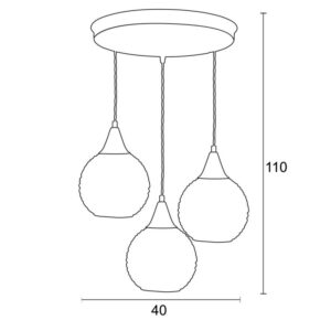 Arkolight Φωτιστικό Κρεμαστό Τρίφωτο 3xΕ27 Φ40cm Μέταλλο-Γυαλί Λευκό-Μαύρο 2451-6/3 - Image 3
