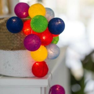 Beelights Γιρλάντα Ωφέλιμων 2.4m Με 20 Βαμβακερές Χειροποίητες Μπαλίτσες Rainbow | homidoo.gr