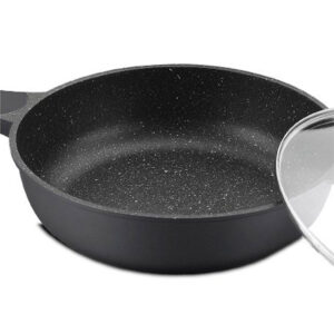 Wok 30cm με Αντικολλητική Επίστρωση Μαρμάρου & Γυάλινο καπάκι RL-BW30M