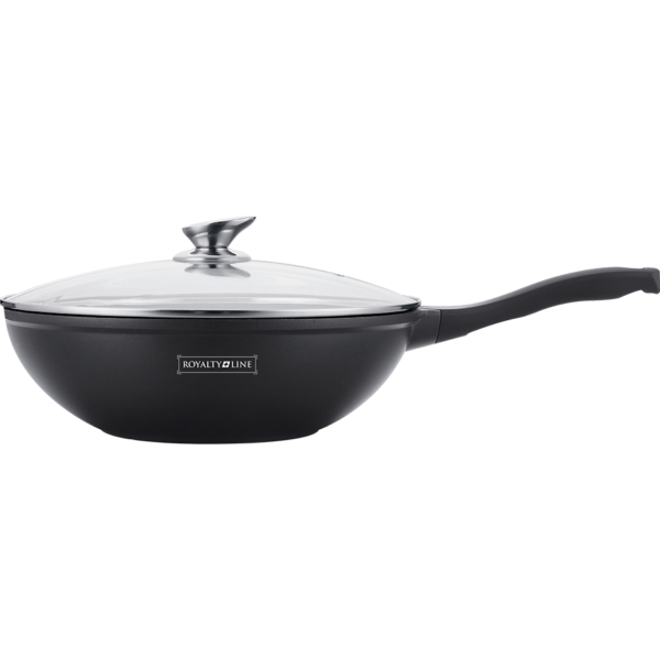 Wok 30cm με Αντικολλητική Επίστρωση Μαρμάρου & Γυάλινο καπάκι RL-BW30M
