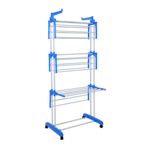 Herzberg HG-8034-BL Πτυσσόμενη Απλώστρα με Ρόδες Μπλε