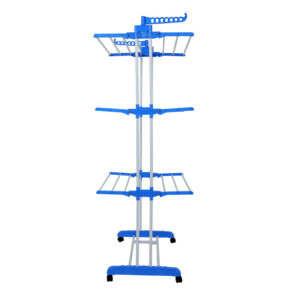 Herzberg HG-8034-BL Πτυσσόμενη Απλώστρα με Ρόδες Μπλε