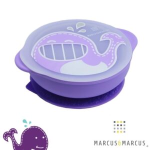Marcus & Marcus Willo Μπωλ Σιλικόνης 450ml Με Καπάκι Και Αντιολισθητική Βεντούζα Φάλαινα Suction Lid MNMBB28-WL | homidoo.gr