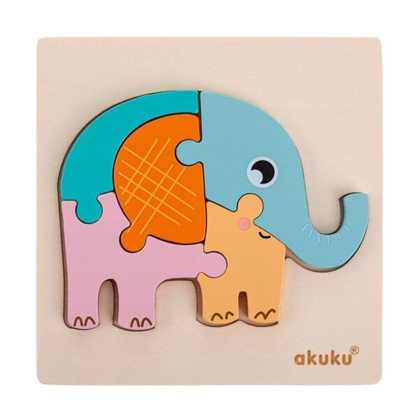 Akuku Το Πρώτο Μου Παζλ 15x15x1.5cm Ελέφαντας 12m+ A0600 | homidoo.gr