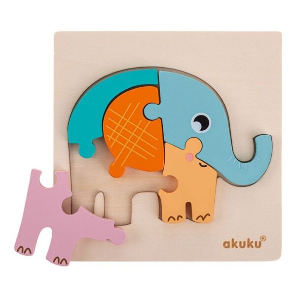 Akuku Το Πρώτο Μου Παζλ 15x15x1.5cm Ελέφαντας 12m+ A0600 | homidoo.gr