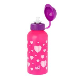 Ecolife Παγούρι Παιδικό Hearts 500ml Κερασί 33-BO-2011 | homidoo.gr