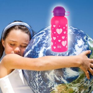 Ecolife Παγούρι Παιδικό Hearts 500ml Κερασί 33-BO-2011 | homidoo.gr