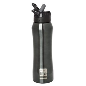 Ecolife Θερμός Ανοξείδωτος 550ml Mε Εσωτερικό Καλαμάκι Μαύρο 33-BO-3020 | homidoo.gr