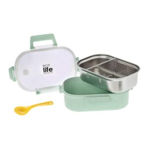 Ecolife Φαγητοδοχείο 900ml Με Χώρισμα Light Green 33-BO-9074 | homidoo.gr