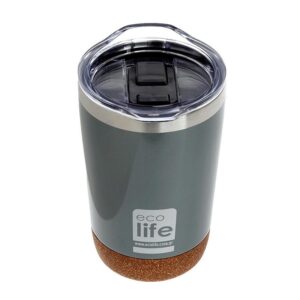 Ecolife Θερμός-Ποτήρι Για Καφέ 370ml Light Grey (Cork Bottom) 33-BO-4107 | homidoo.gr