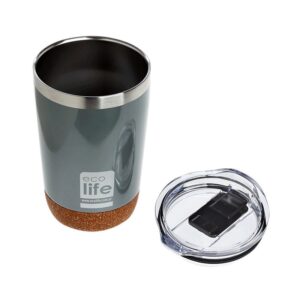 Ecolife Θερμός-Ποτήρι Για Καφέ 370ml Light Grey (Cork Bottom) 33-BO-4107 | homidoo.gr
