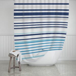 Estia Κουρτίνα Μπάνιου Αδιάβροχη Πολυεστερική 180x200cm Stripes Λευκή Με Γαλάζιο Και Μπλε 02-11819 | homidoo.gr