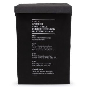 Estia Καλάθι Απλύτων Υφασμάτινο Ορθογώνιο 40x30x60cm Μαύρο 02-11963 | homidoo.gr