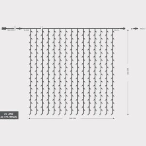 Eurolamp Κουρτίνα 480 LED 3mm Θερμό Λευκό 300x300cm IP44 Διαφανές Καλώδιο 600-11375 | homidoo.gr