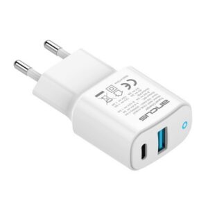 Ancus Φορτιστής Ταξιδίου 3.4Α Με USB-Α Και USB-C 18W Λευκός 5210029072338 | homidoo.gr