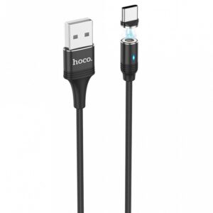 Hoco U76 Καλώδιο σύνδεσης Fresh USB σε Type-C 3.0A με Αποσπώμενο Μαγνητικό Κονέκτορα και LED Ένδειξη Μαύρο 1.2μ | homidoo.gr