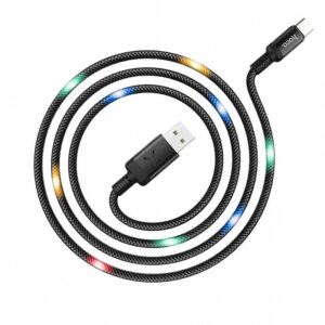 Hoco Καλώδιο Σύνδεσης 1.2m Spirit USB Σε USB-C 3.0A Με Φωτεινές Ενδείξεις Και Ηχητικό Αισθητήρα Μαύρο U63 | homidoo.gr