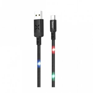 Hoco Καλώδιο Σύνδεσης 1.2m Spirit USB Σε USB-C 3.0A Με Φωτεινές Ενδείξεις Και Ηχητικό Αισθητήρα Μαύρο U63 | homidoo.gr