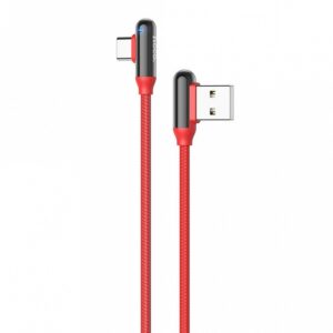 Hoco U77 Καλώδιο Με Γωνία 1.2m USB Σε USB-C Fast Charging 3.0A Κόκκινο | homidoo.gr