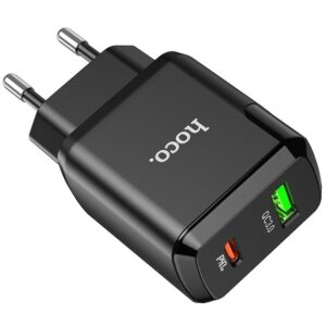 Hoco Φορτιστής Ταξιδίου Favor 3A Με 2 Εξόδους Φόρτισης USB-Α 18W Και USB-C PD 20W Μαύρος N5 | homidoo.gr