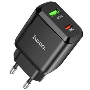 Hoco Φορτιστής Ταξιδίου Favor 3A Με 2 Εξόδους Φόρτισης USB-Α 18W Και USB-C PD 20W Μαύρος N5 | homidoo.gr