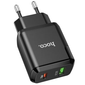 Hoco Φορτιστής Ταξιδίου Favor 3A Με 2 Εξόδους Φόρτισης USB-Α 18W Και USB-C PD 20W Μαύρος N5 | homidoo.gr