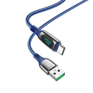 Hoco Καλώδιο Σύνδεσης Extreme 5A USB Σε USB-C Με Οθόνη Ένδειξης Και Braided Καλώδιο 1.2m Μπλε S51 | homidoo.gr