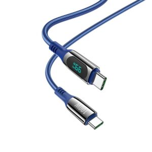 Hoco Καλώδιο Σύνδεσης Extreme 100W 20Vx5A USB-C Σε USB-C Με Οθόνη Ένδειξης Και Braided Καλώδιο 1.2m Μπλε S51 | homidoo.gr