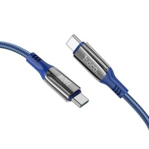 Hoco Καλώδιο Σύνδεσης Extreme 100W 20Vx5A USB-C Σε USB-C Με Οθόνη Ένδειξης Και Braided Καλώδιο 1.2m Μπλε S51 | homidoo.gr