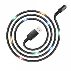 Hoco Καλώδιο Σύνδεσης 1.2m Spirit USB Σε Lightning 2.4A Με Φωτεινές Ενδείξεις Και Ηχητικό Αισθητήρα Μαύρο U63 | homidoo.gr