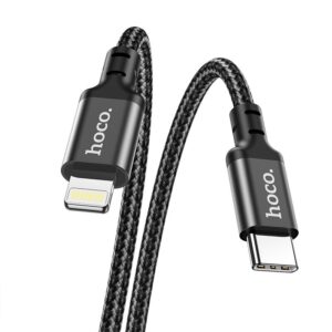 Hoco Καλώδιο Σύνδεσης Double Speed PD USB-C Σε Lightning 20W 3.0A Με Braided Καλώδιο 2m Μαύρο X14 | homidoo.gr